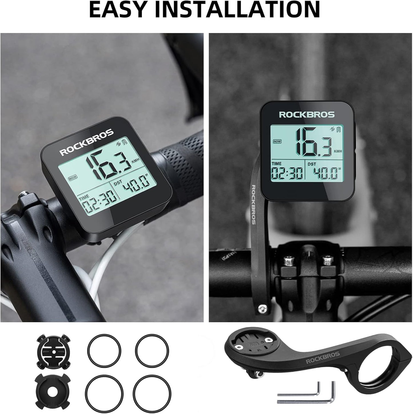 ROCKBROS GPS Bike Computer Accurate Wireless Speedometer with Backlight